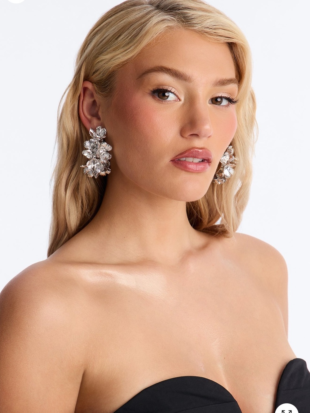 Fashion Nova Silver Floral Statement Earrings